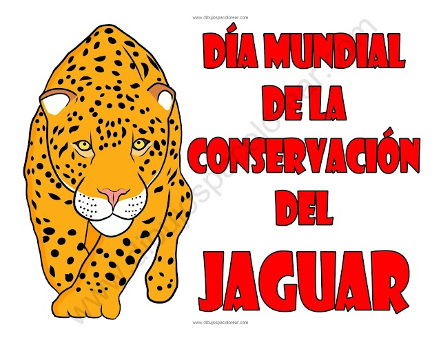 Día Mundial de la Conservación del Jaguar dibujo a color y para colorear
